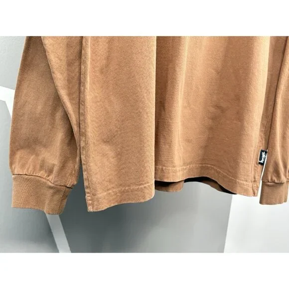 Stussy Pigment Dyed Long Sleeve Tee Men’s Medium Cotton Brown Crewneck 1140319 - Picture 6 of 15
